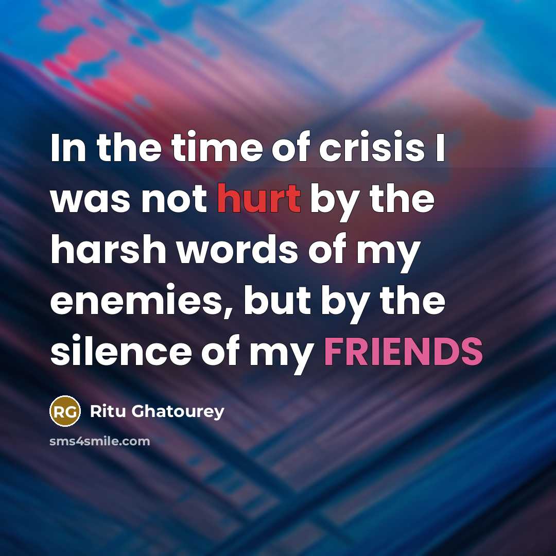 “In the time of crisis I was not hurt by…” quote by Ritu Ghatourey
