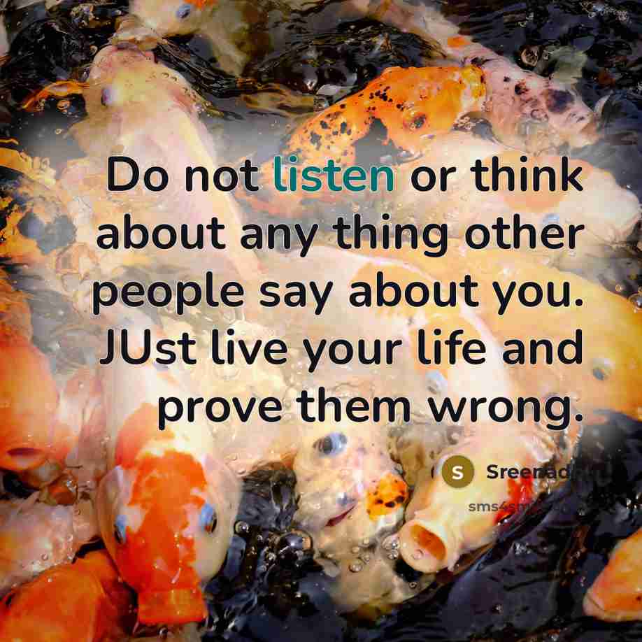 “Do not listen or think about any thing other people…” quote by Sreenadh