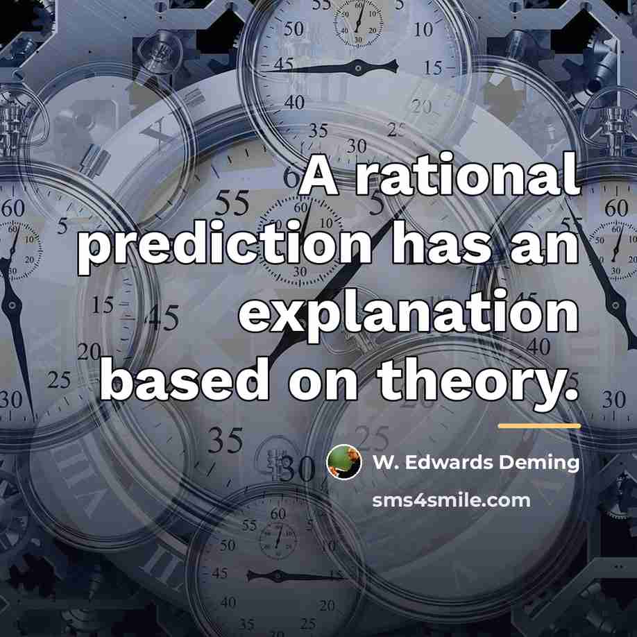“A rational prediction has an explanation based on theory.…” quote by W. Edwards Deming
