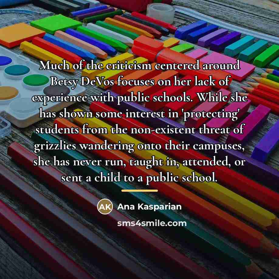 “Much of the criticism centered around Betsy DeVos focuses on…” quote by Ana Kasparian