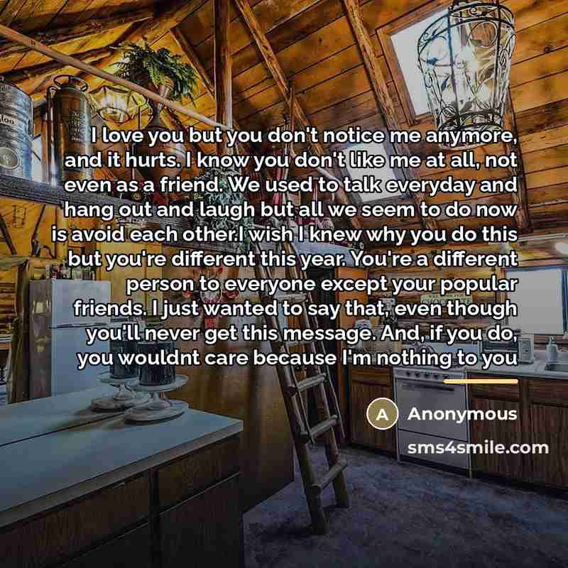 “I love you but you don't notice me anymore, and…” quote by Anonymous