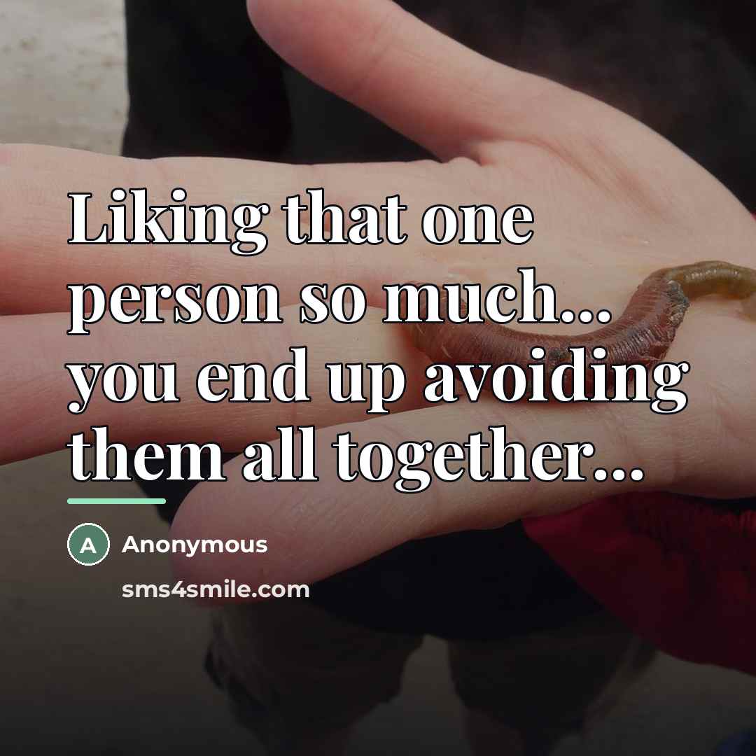 “Liking that one person so much... you end up avoiding…” quote by Anonymous