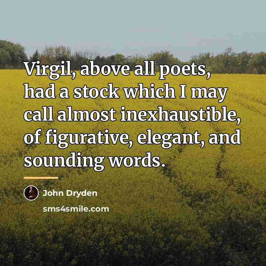 “Virgil, above all poets, had a stock which I may…” quote by John Dryden