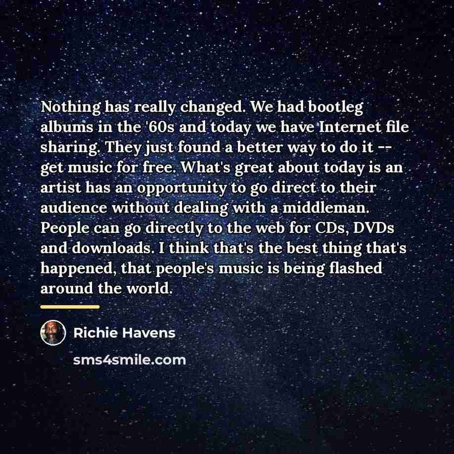 “Nothing has really changed. We had bootleg albums in the…” quote by Richie Havens