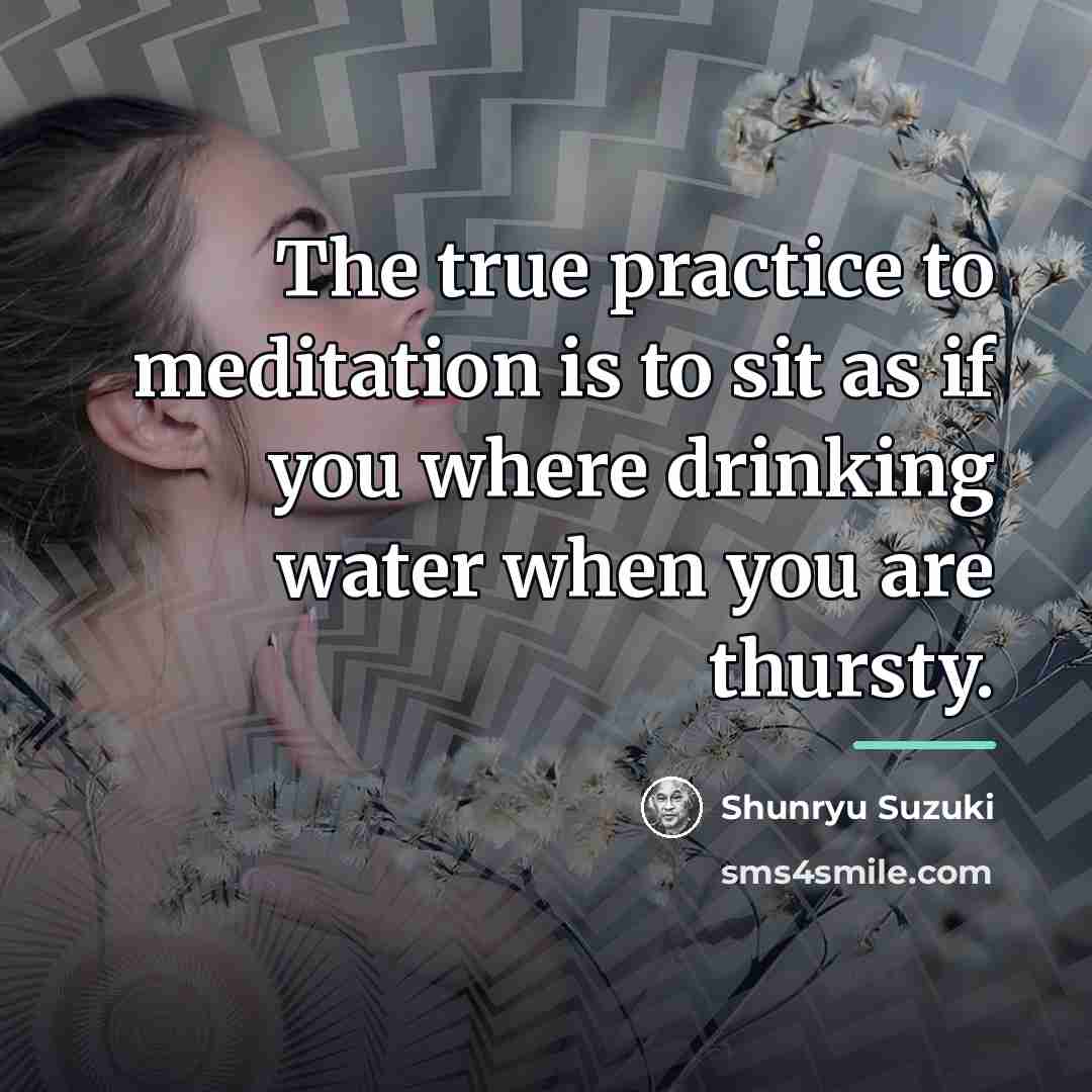 “The true practice to meditation is to sit as if…” quote by Shunryu Suzuki