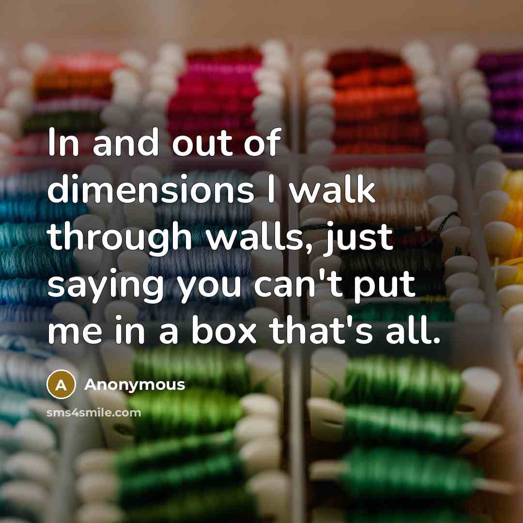 “In and out of dimensions I walk through walls, just…” quote by Anonymous