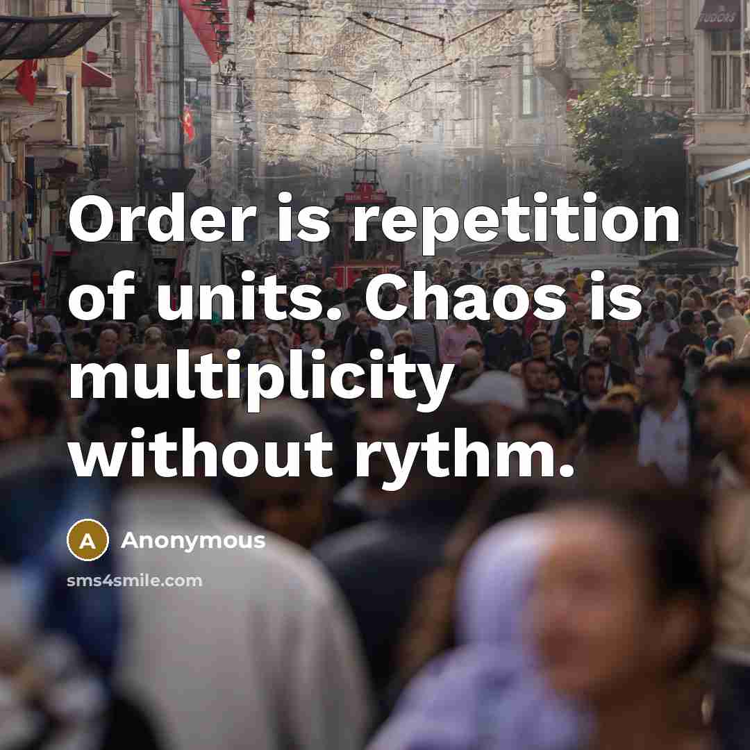 “Order is repetition of units. Chaos is multiplicity without rythm.” quote by Anonymous
