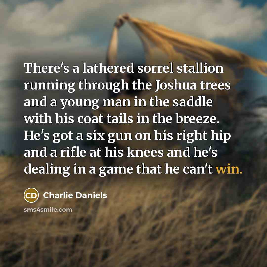 “There's a lathered sorrel stallion running through the Joshua trees…” quote by Charlie Daniels