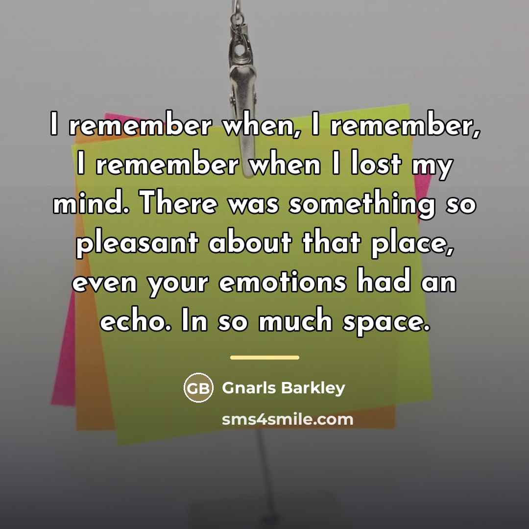 “I remember when, I remember, I remember when I lost…” quote by Gnarls Barkley