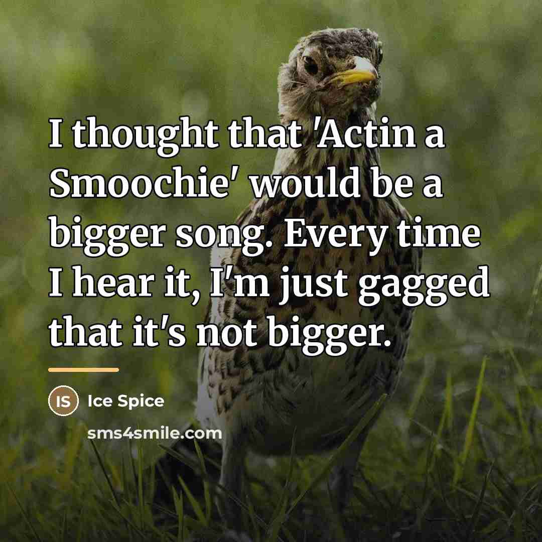 “I thought that 'Actin a Smoochie' would be a bigger…” quote by Ice Spice