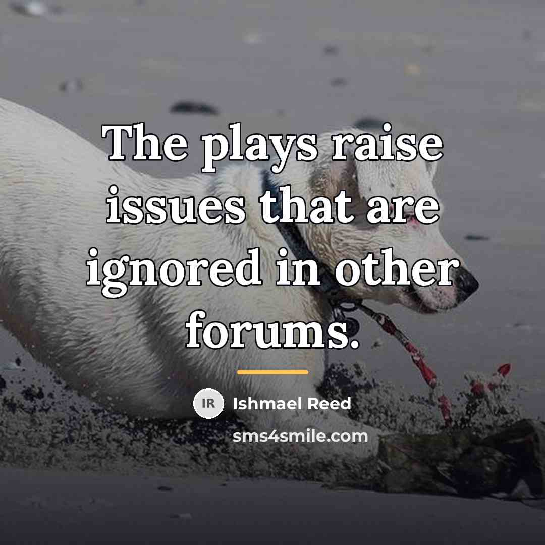 “The plays raise issues that are ignored in other forums.…” quote by Ishmael Reed