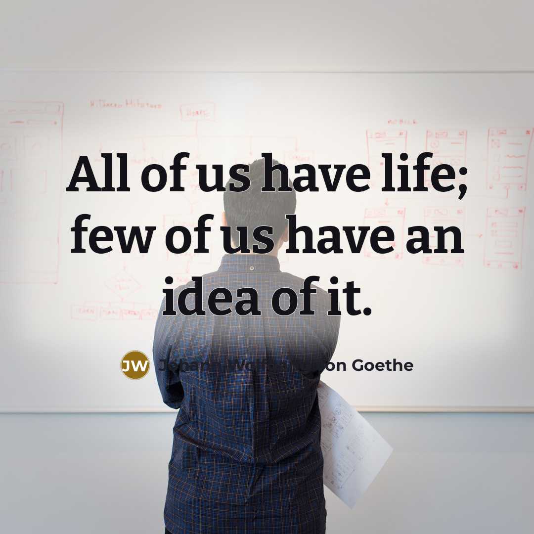 “All of us have life; few of us have an idea of it.” quote by Johann Wolfgang von Goethe