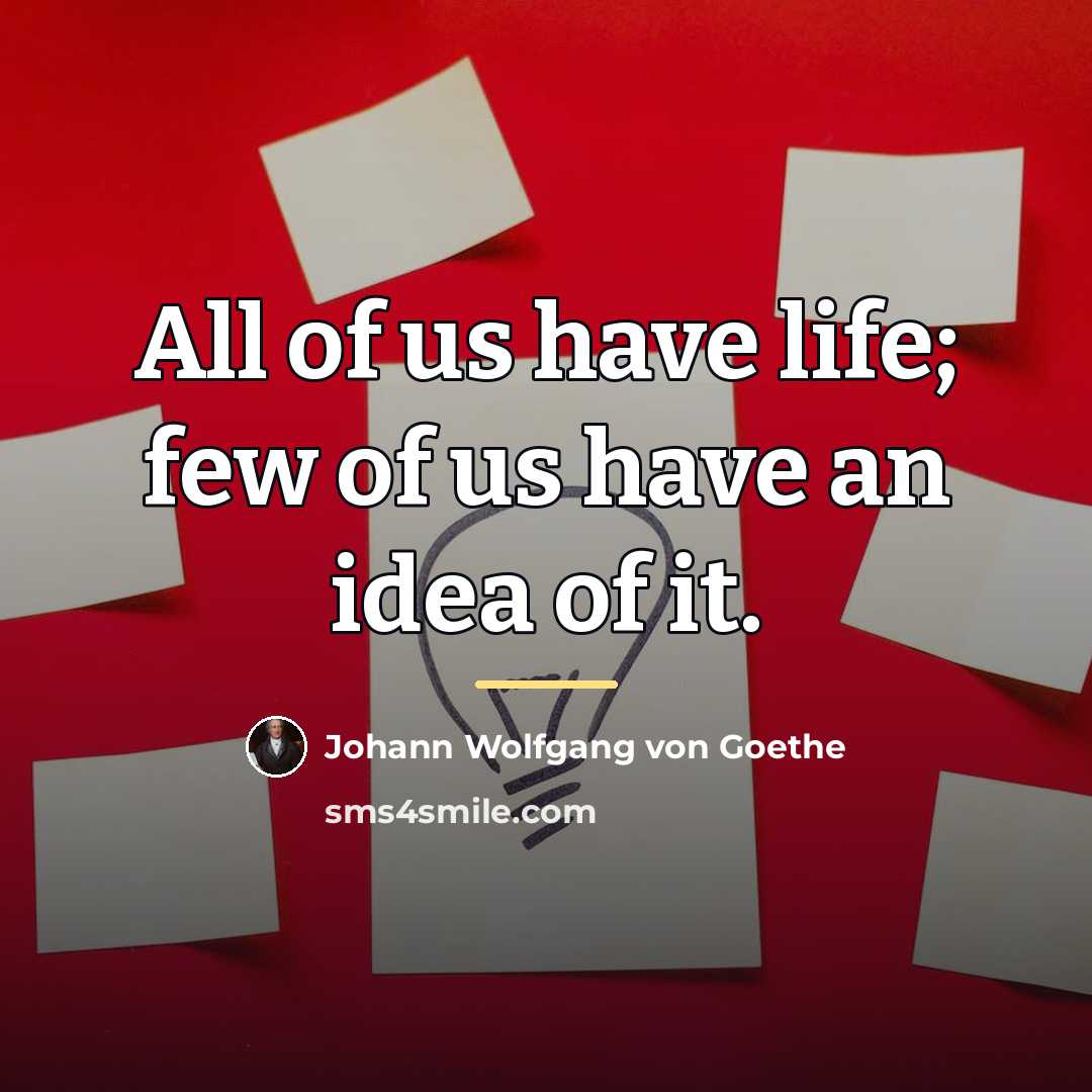“All of us have life; few of us have an…” quote by Johann Wolfgang von Goethe