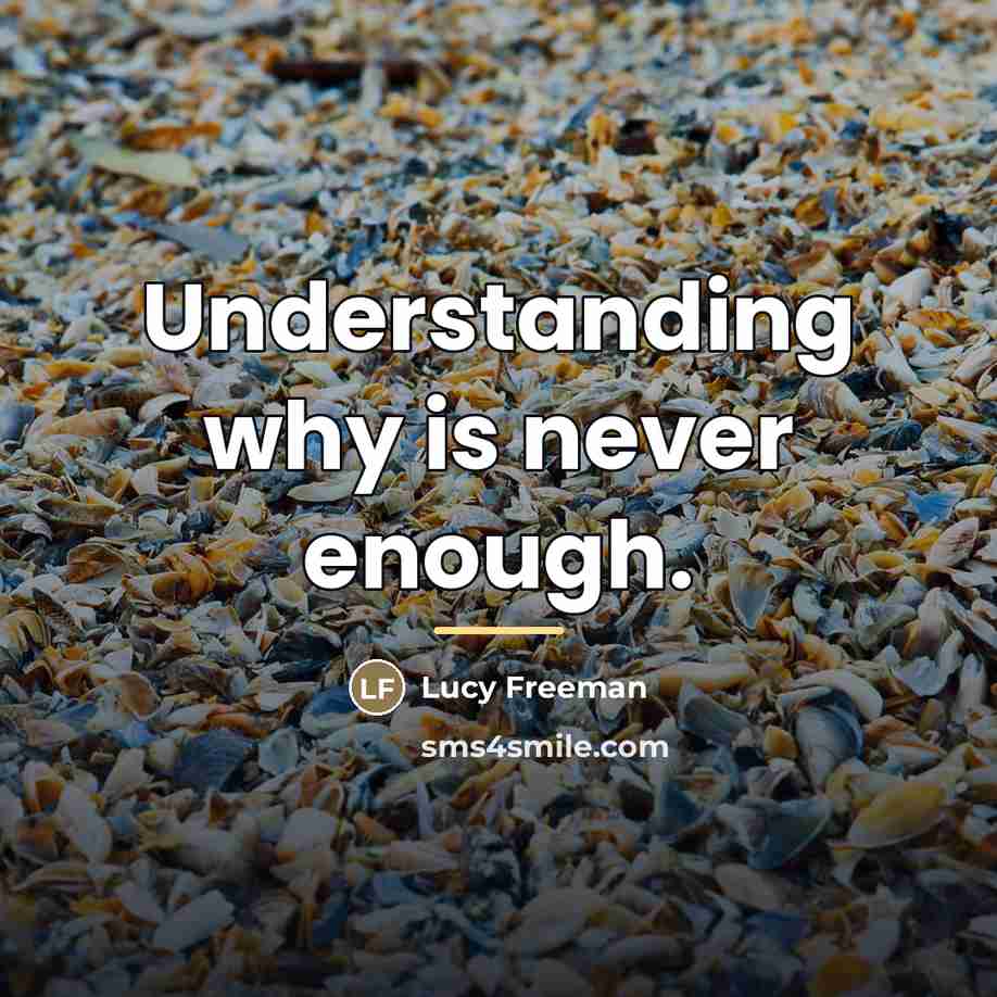 “Understanding why is never enough.…” quote by Lucy Freeman