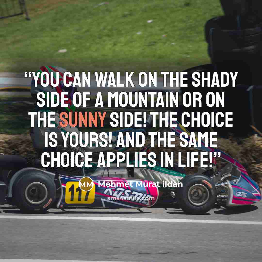 “You can walk on the shady side of a mountain or on the sunny side! The choice is yours! And the same choice applies in life!” quote by Mehmet Murat ildan