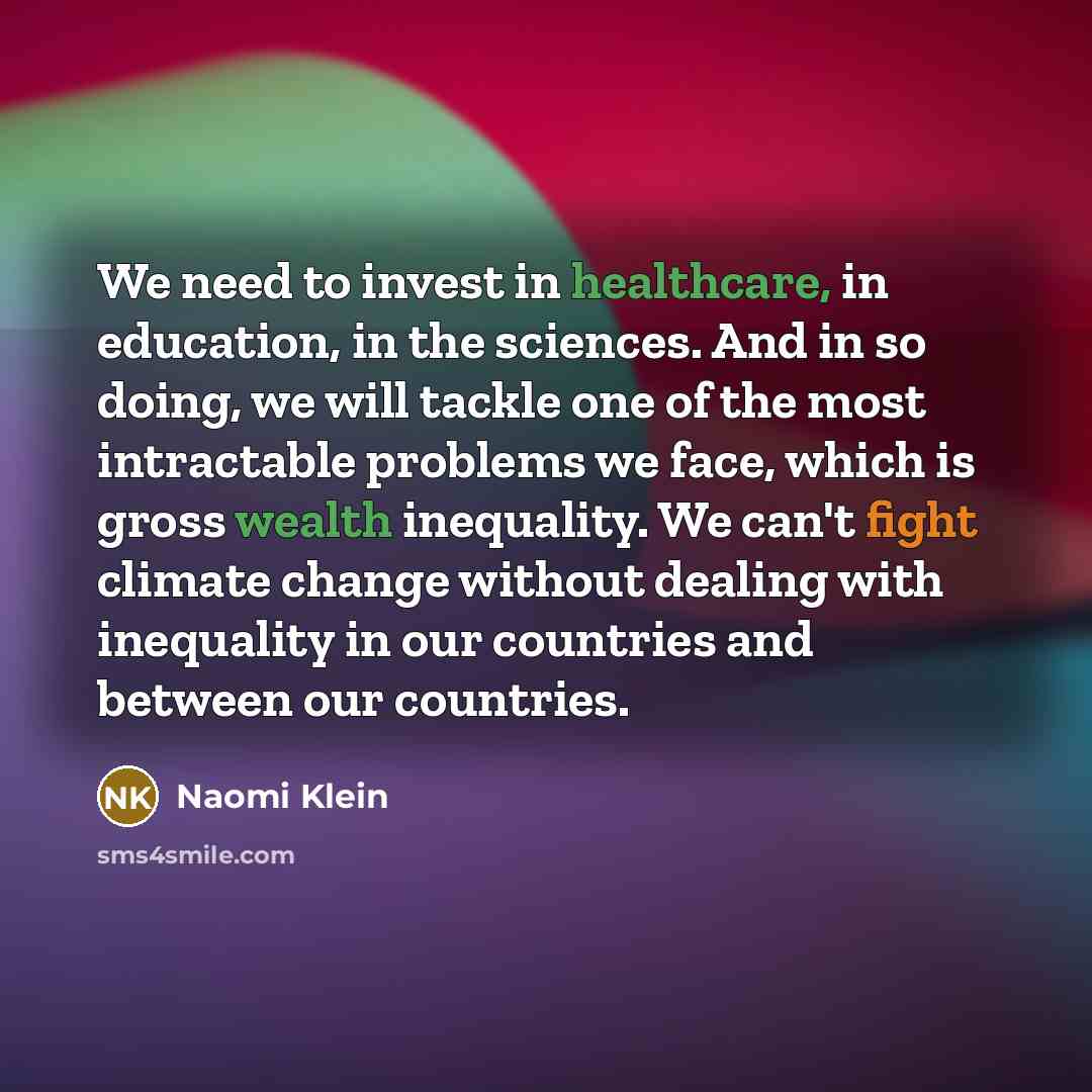 “We need to invest in healthcare, in education, in the…” quote by Naomi Klein