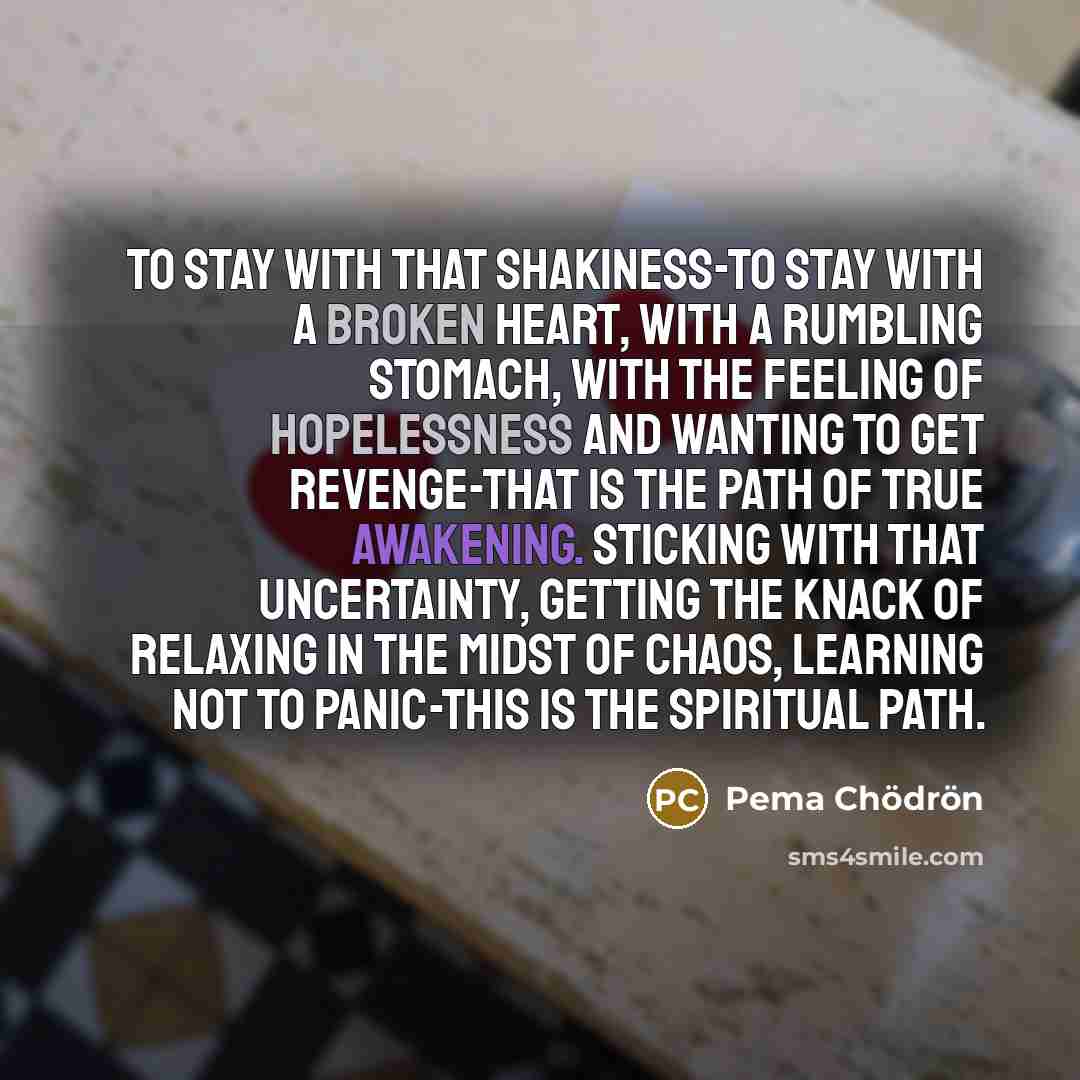 “To stay with that shakiness-to stay with a broken heart,…” quote by Pema Chodron