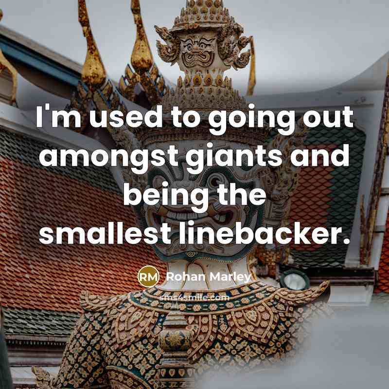 “I'm used to going out amongst giants and being the…” quote by Rohan Marley