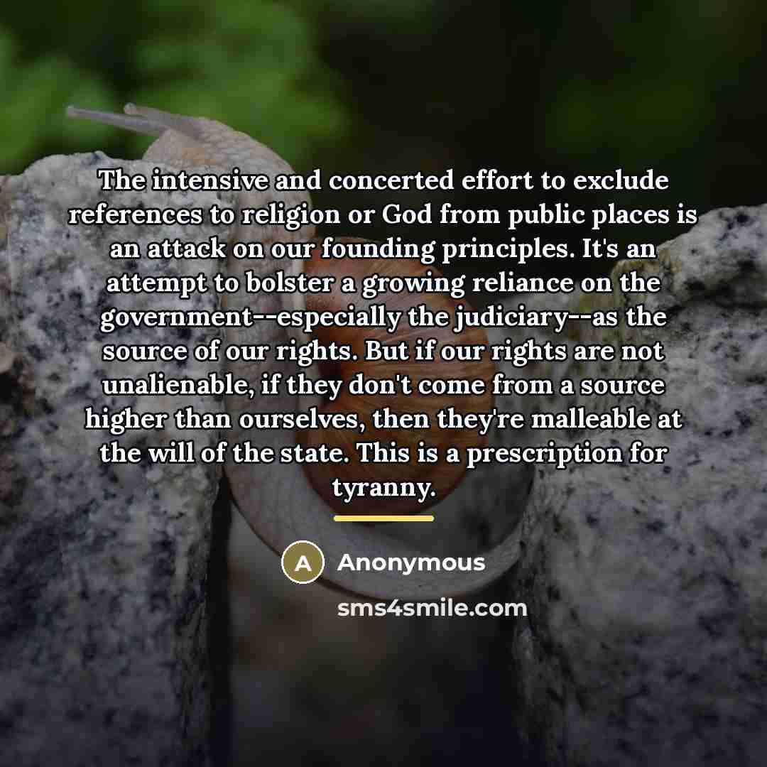 “The intensive and concerted effort to exclude references to religion…” quote by Anonymous