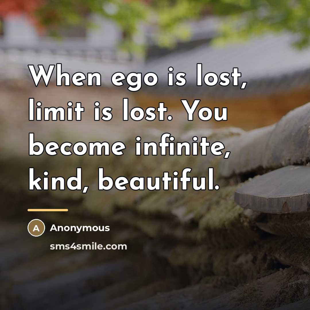 “When ego is lost, limit is lost. You become infinite,…” quote by Anonymous