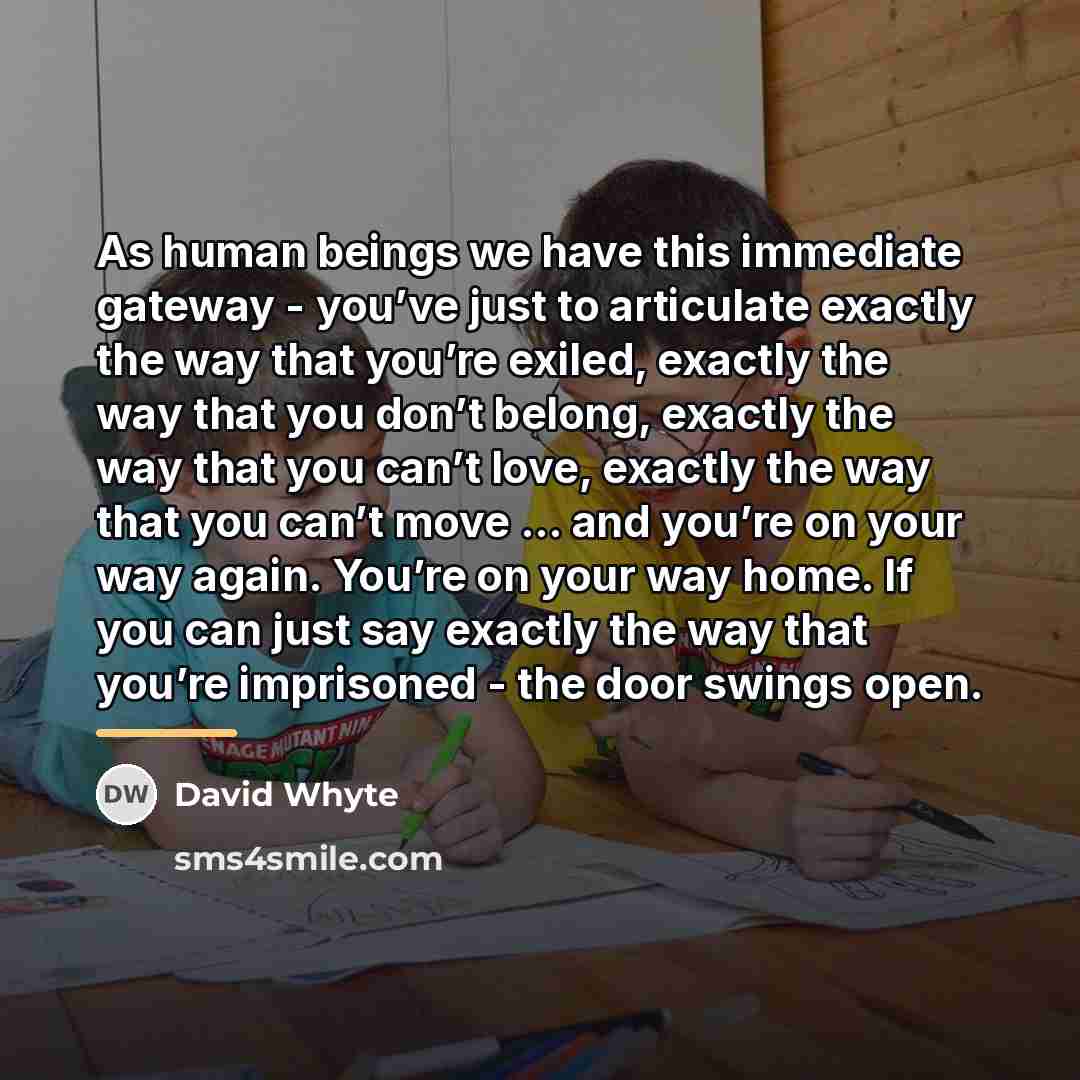 “As human beings we have this immediate gateway - you’ve…” quote by David Whyte