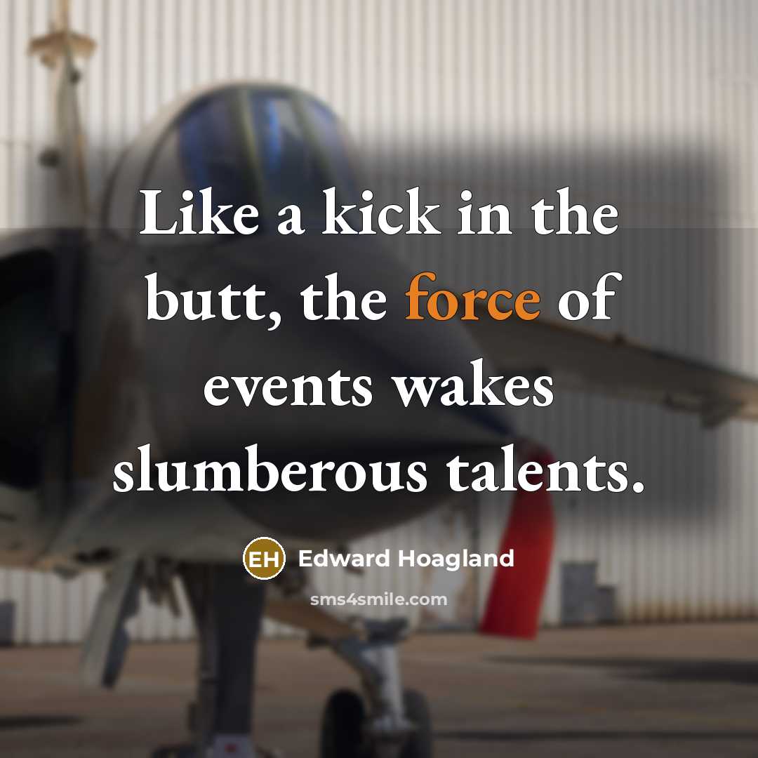 “Like a kick in the butt, the force of events…” quote by Edward Hoagland