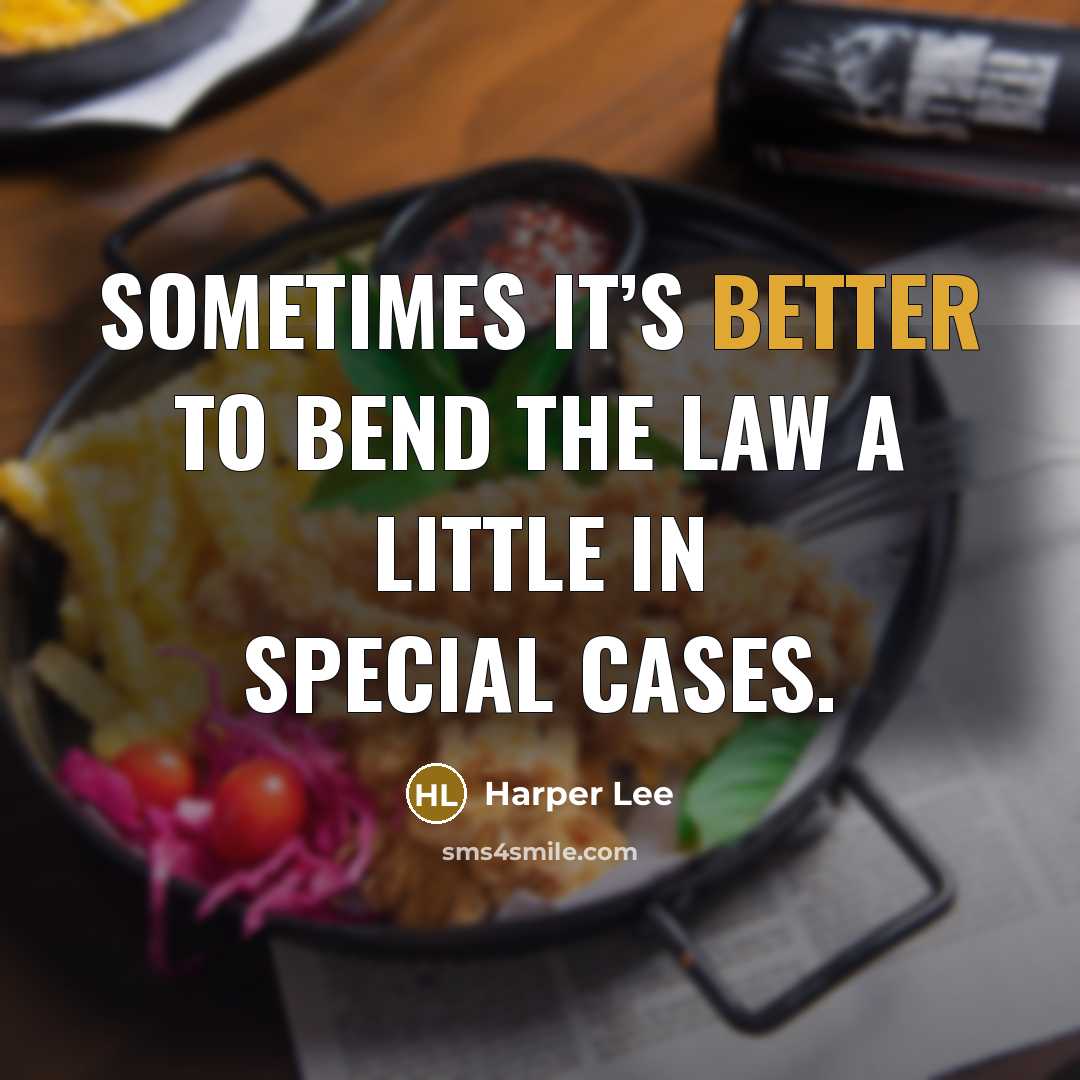 “Sometimes it’s better to bend the law a little in special cases.” quote by Harper Lee