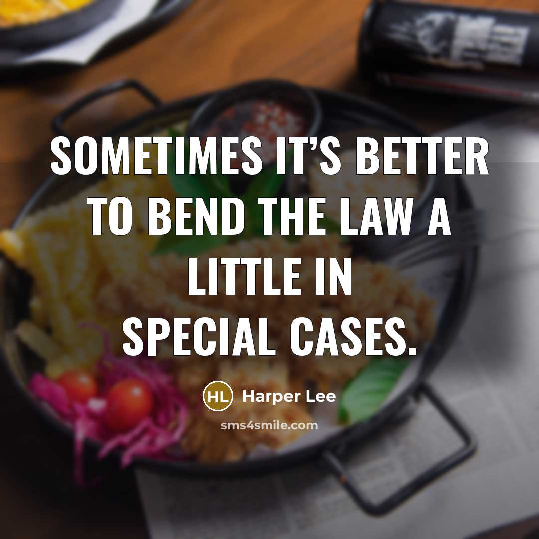 “Sometimes it’s better to bend the law a little in…” quote by Harper Lee