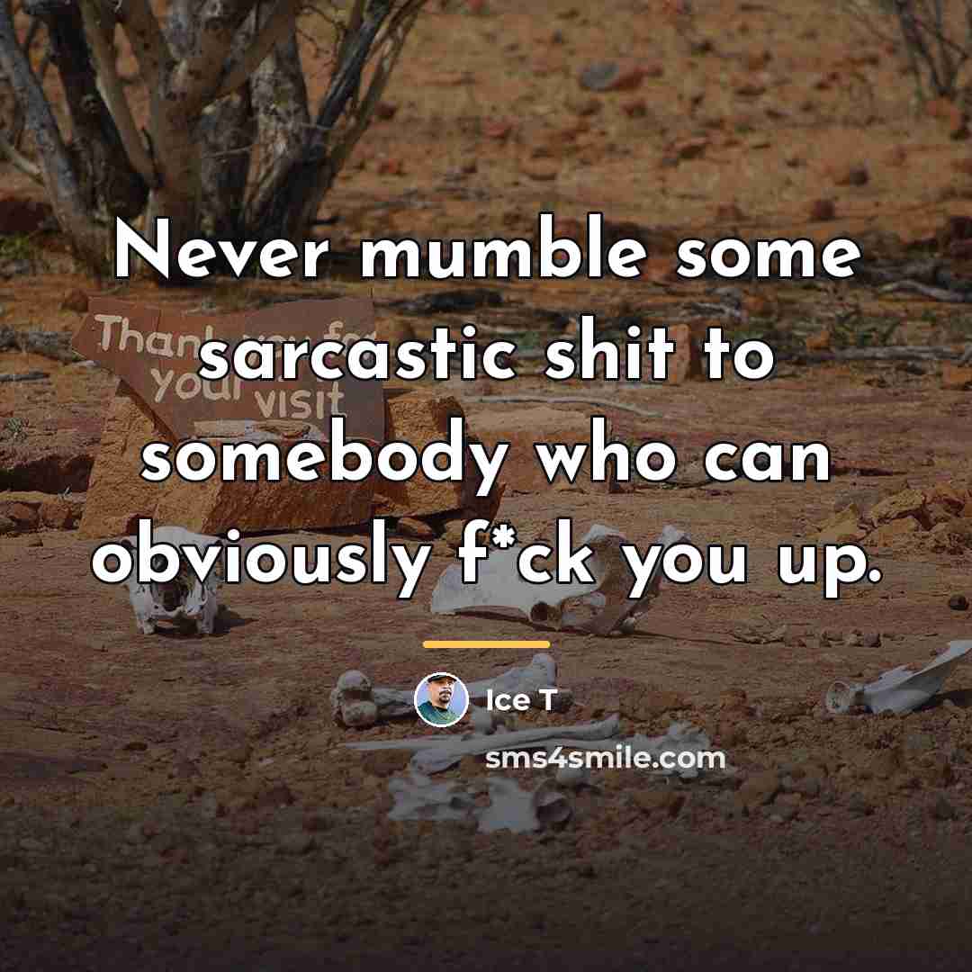 “Never mumble some sarcastic shit to somebody who can obviously…” quote by Ice T