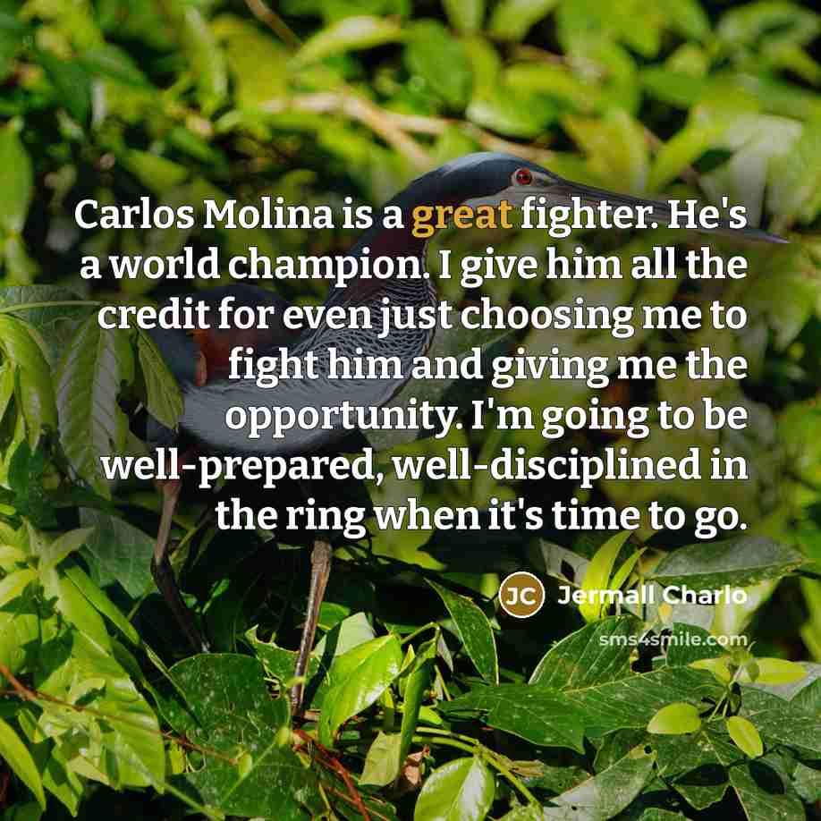 “Carlos Molina is a great fighter. He's a world champion.…” quote by Jermall Charlo