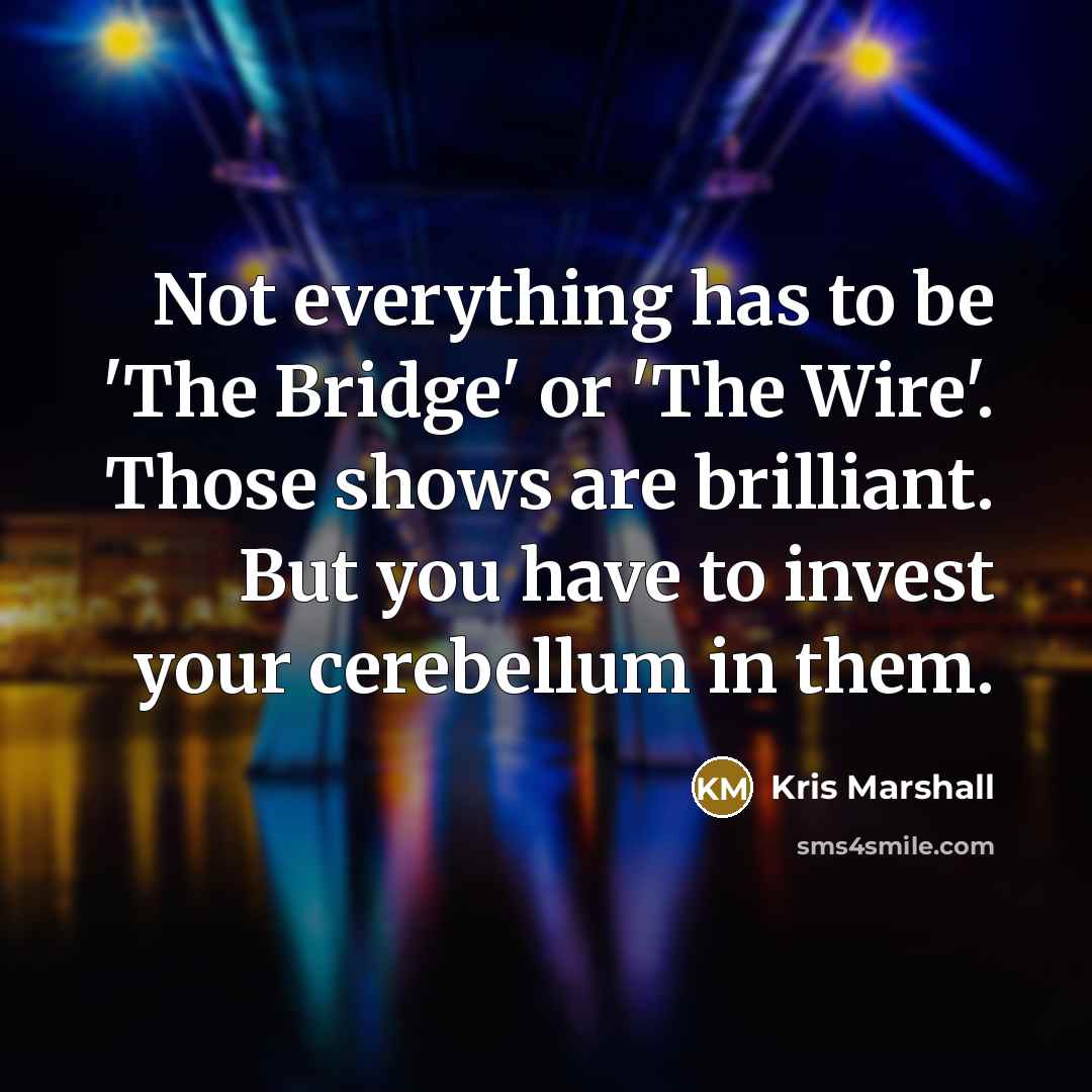 “Not everything has to be 'The Bridge' or 'The Wire'.…” quote by Kris Marshall