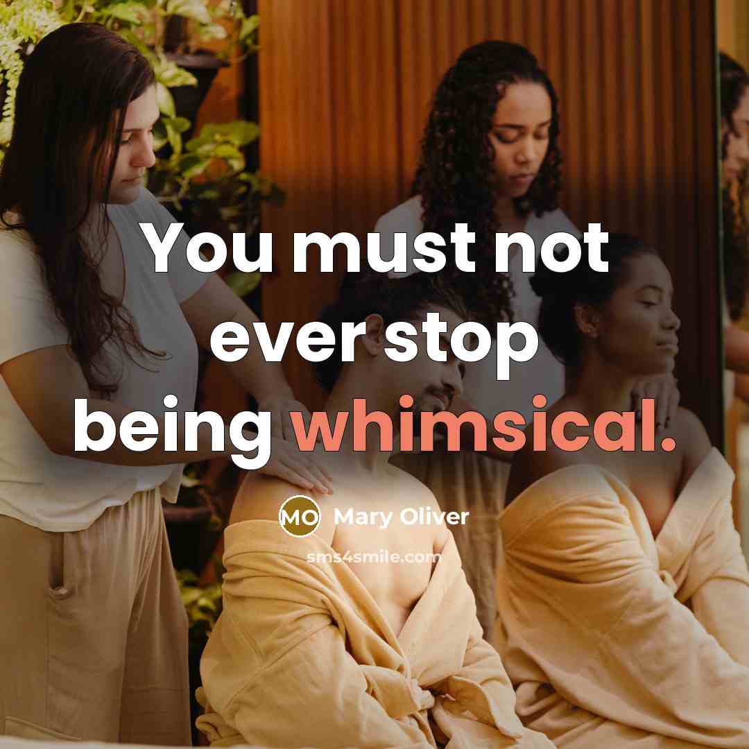 “You must not ever stop being whimsical.…” quote by Mary Oliver