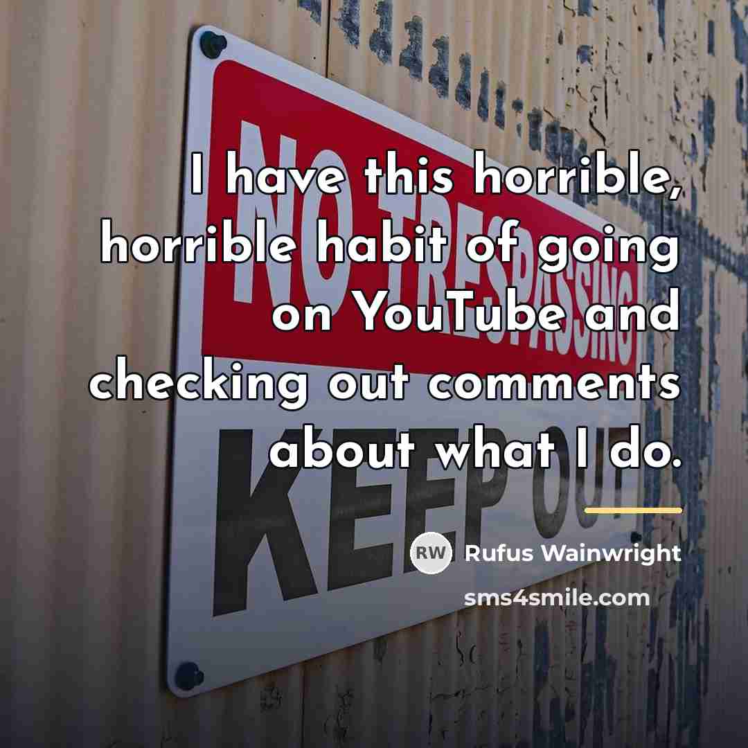 “I have this horrible, horrible habit of going on YouTube…” quote by Rufus Wainwright