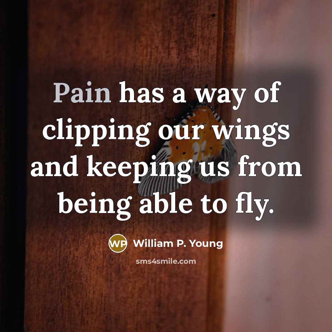 “Pain has a way of clipping our wings and keeping…” quote by William P. Young