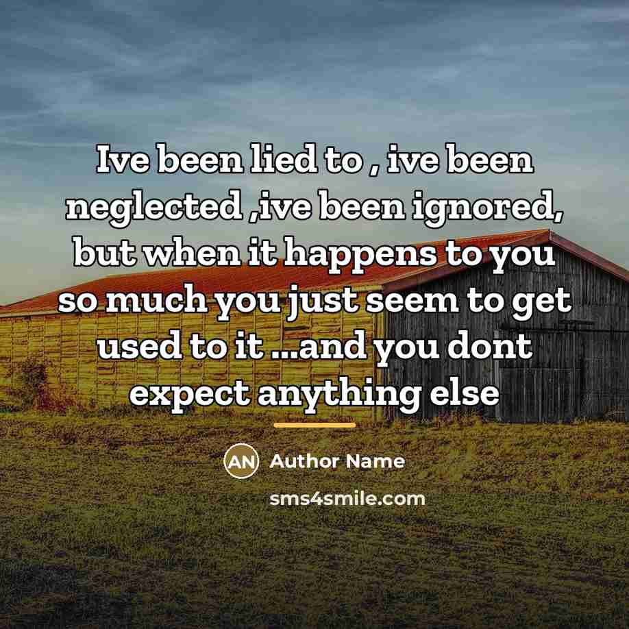 “Ive been lied to , ive been neglected ,ive been…” quote by Author Name