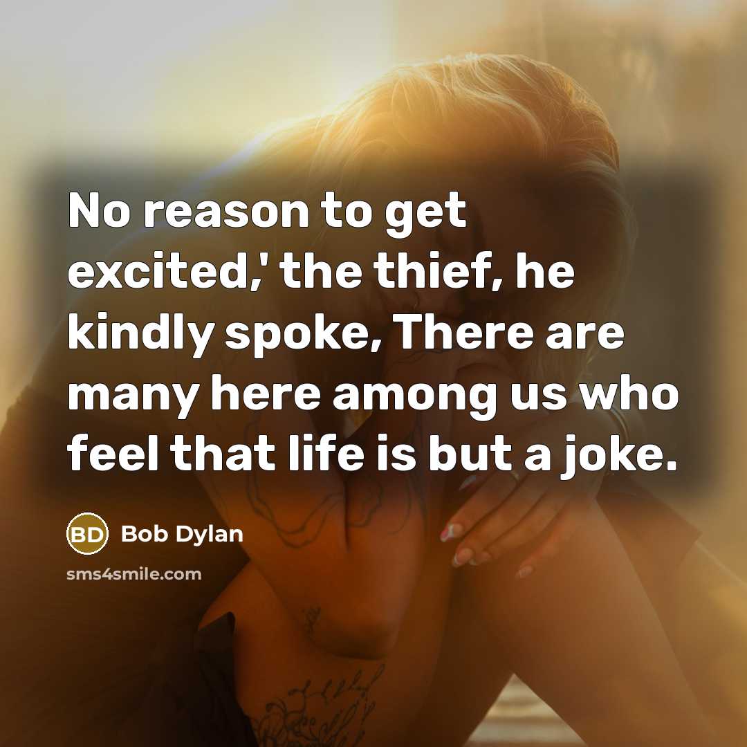 “No reason to get excited,' the thief, he kindly spoke,…” quote by Bob Dylan