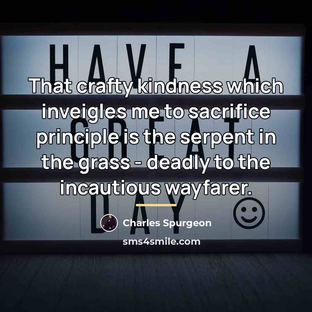 “That crafty kindness which inveigles me to sacrifice principle is…” quote by Charles Spurgeon