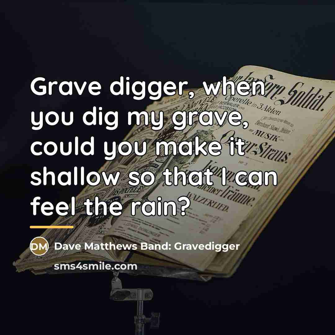 “Grave digger, when you dig my grave, could you make…” quote by Dave Matthews Band: Gravedigger