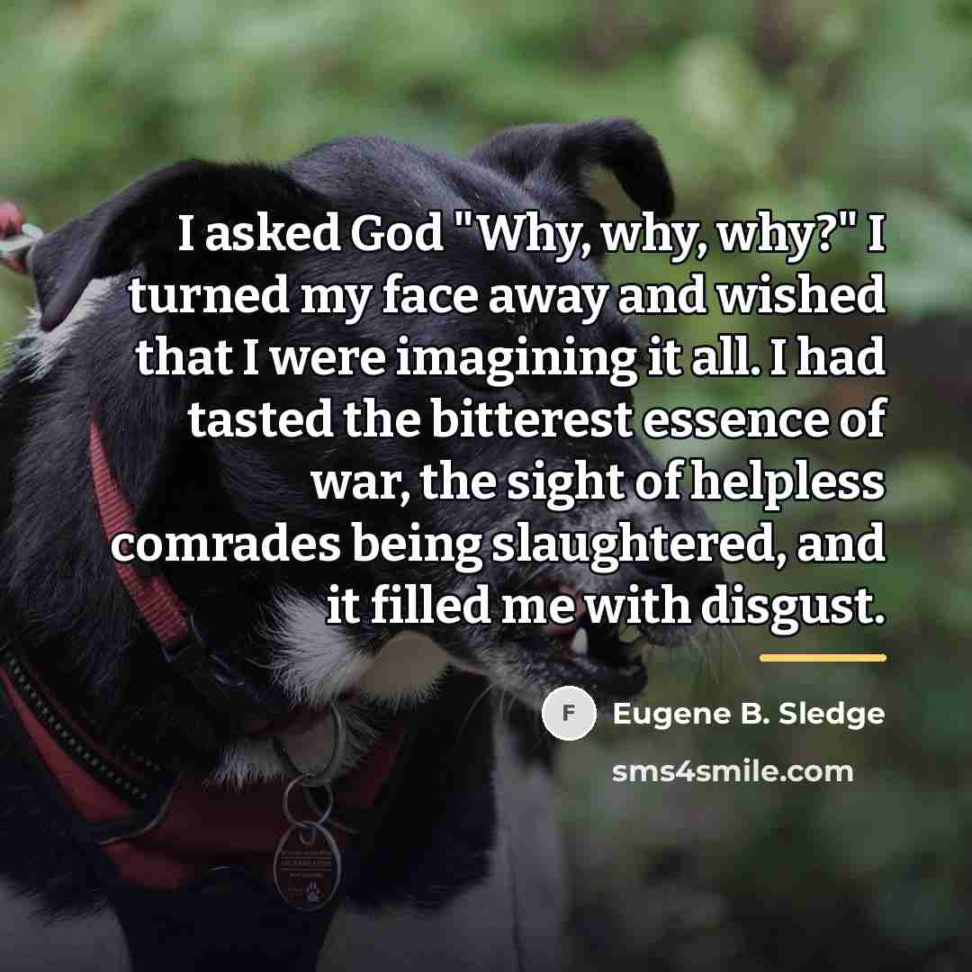 “I asked God "Why, why, why?" I turned my face…” quote by Eugene B. Sledge