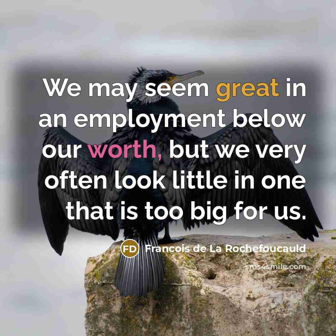 “We may seem great in an employment below our worth,…” quote by Francois de La Rochefoucauld