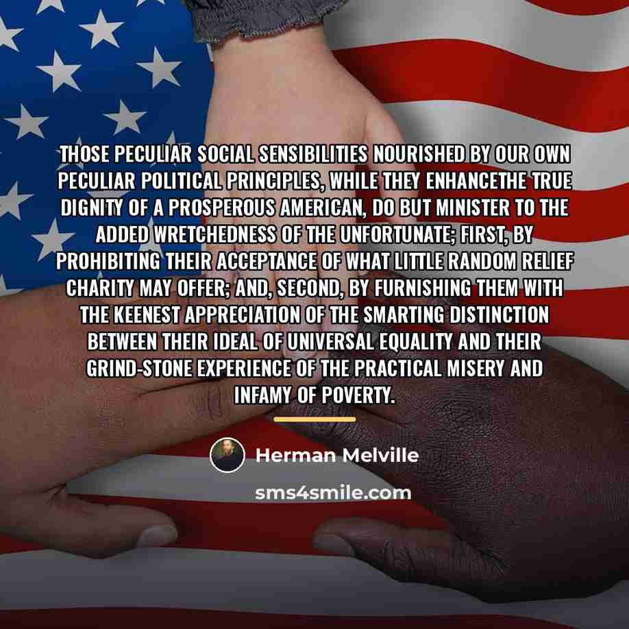 “Those peculiar social sensibilities nourished by our own peculiar political…” quote by Herman Melville
