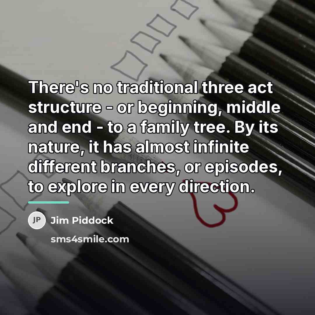 “There's no traditional three act structure - or beginning, middle…” quote by Jim Piddock