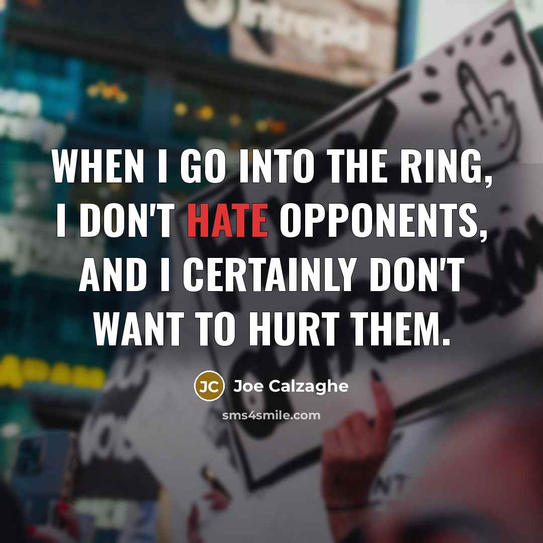 “When I go into the ring, I don't hate opponents,…” quote by Joe Calzaghe