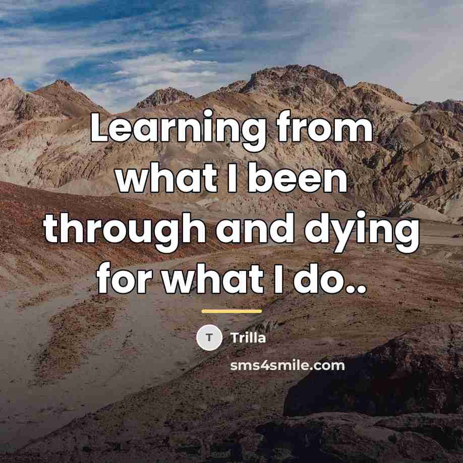 “Learning from what I been through and dying for what…” quote by Trilla