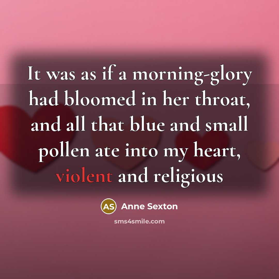 “It was as if a morning-glory had bloomed in her…” quote by Anne Sexton