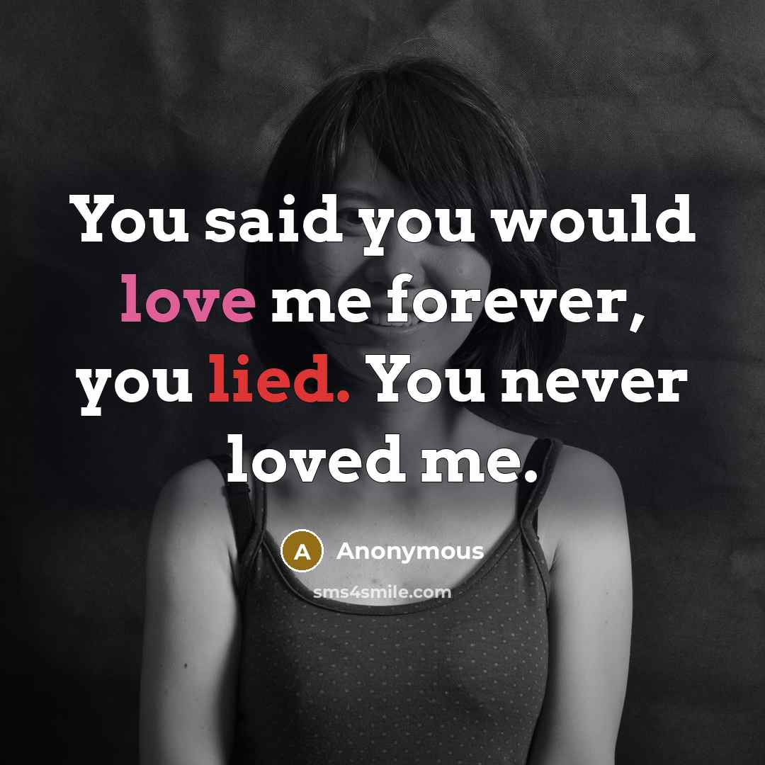 “You said you would love me forever, you lied. You…” quote by Anonymous