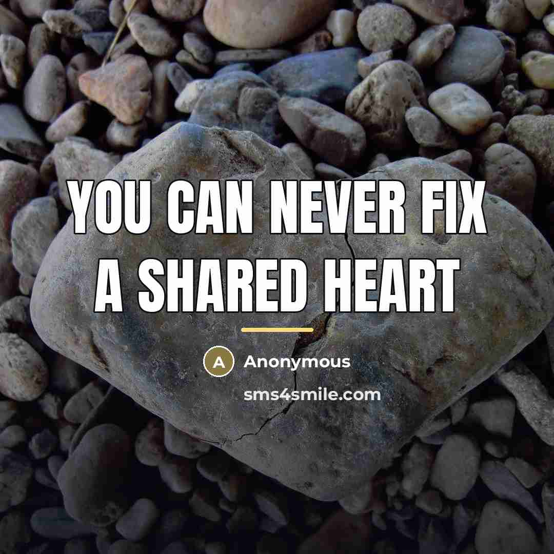 “You can never fix a shared heart…” quote by Anonymous