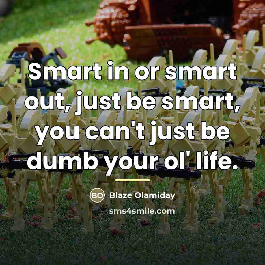 “Smart in or smart out, just be smart, you can't…” quote by Blaze Olamiday