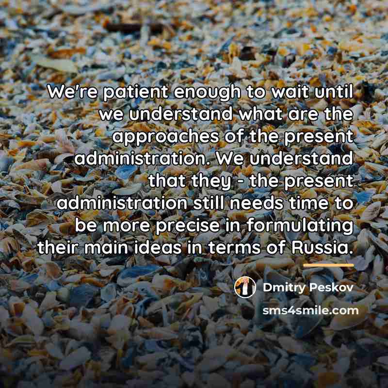 “We're patient enough to wait until we understand what are…” quote by Dmitry Peskov