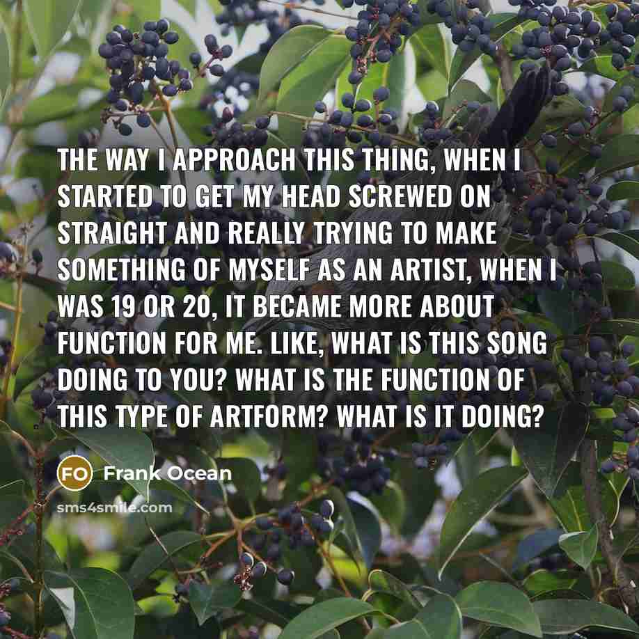 “The way I approach this thing, when I started to…” quote by Frank Ocean